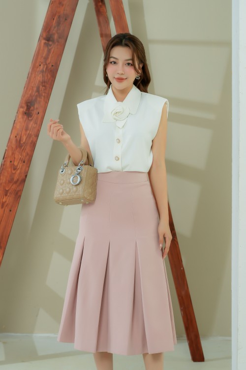 Sixdo Light Mauve Knife Pleated Skirt (Chân váy)